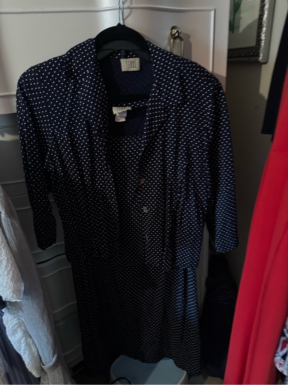 Teddi Navy Blue Polka Dot Midi Dress